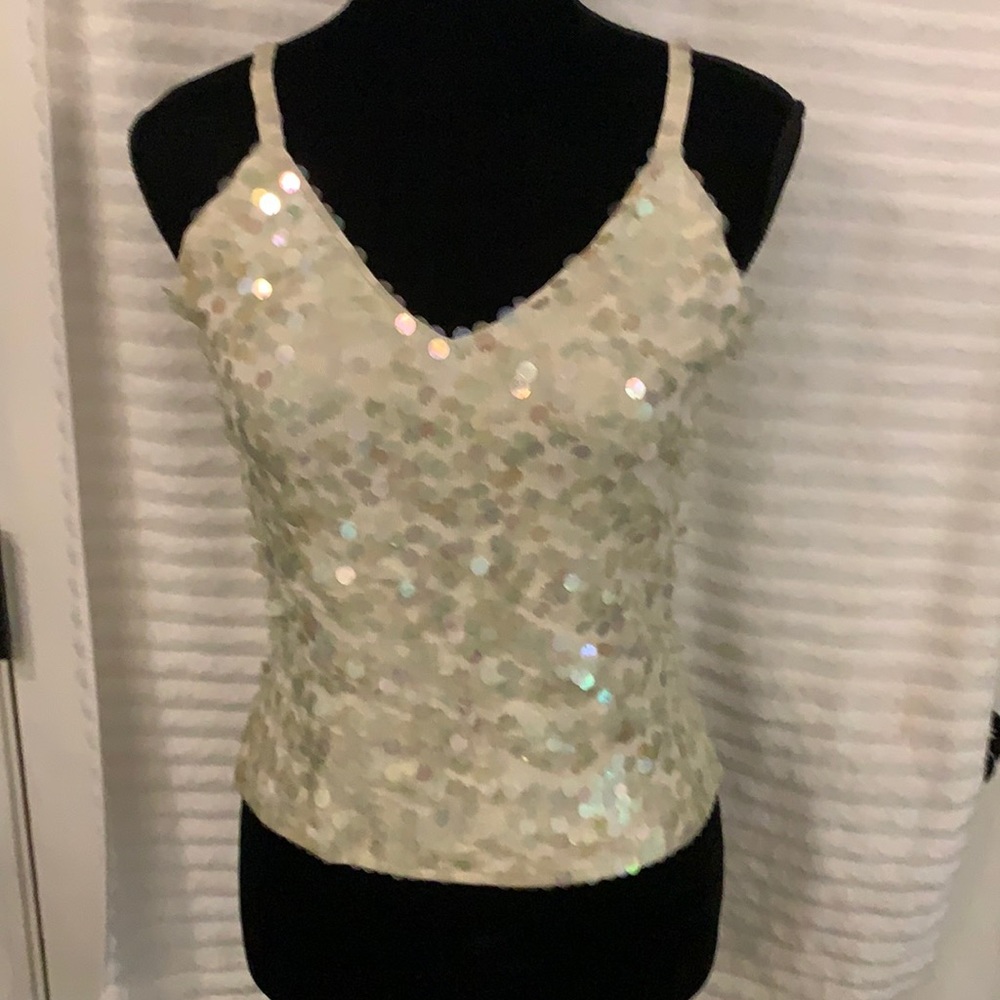 Laundry beige sequin tank top.
